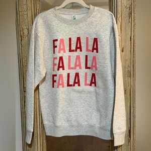 Festive Gray Sweatshirt with Red and Pink Print